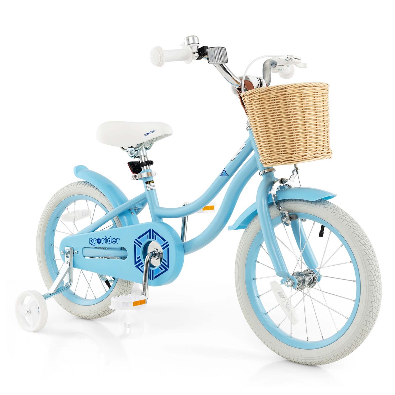 Costway 16" Kid’s Bike with Training Wheels Adjustable Handlebar Seat Handbrake Blue/Green/Pink